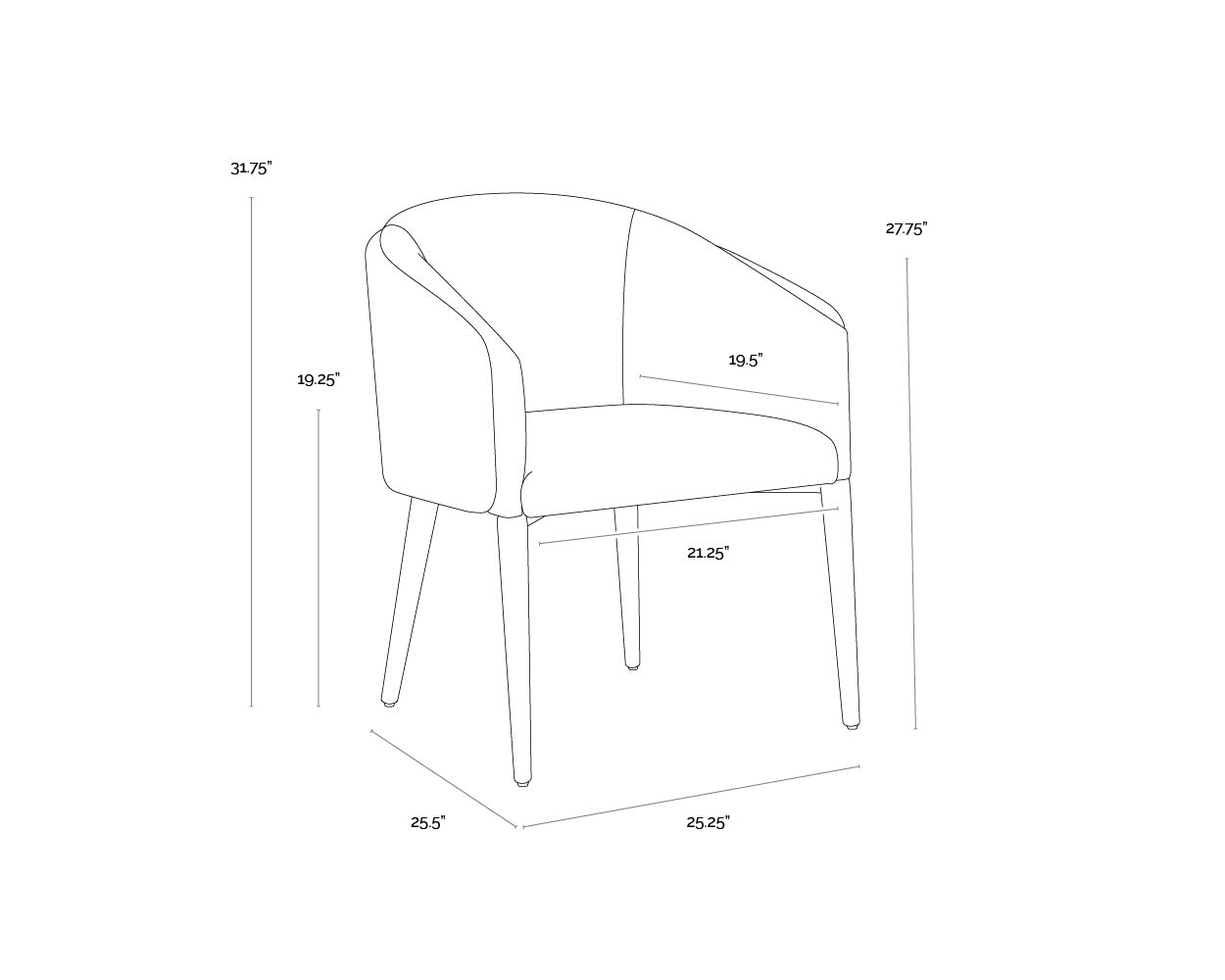 Sunpan SHEVA DINING ARMCHAIR - Dining Chairs