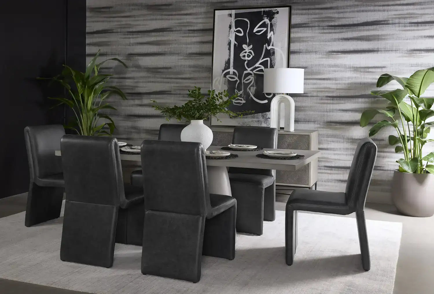 Sunpan CASCATA DINING CHAIR - MARSEILLE BLACK LEATHER - Dining Chairs