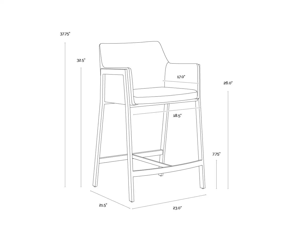 Sunpan, BERNADETTE COUNTER STOOL, BENCHES, OTTOMAN & STOOLS