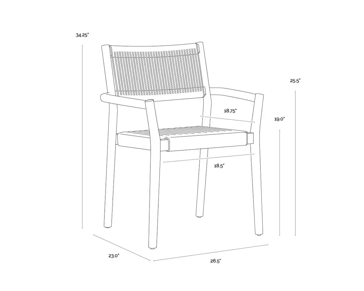 Sunpan KAVALA STACKABLE DINING ARMCHAIR - Outdoor Furniture