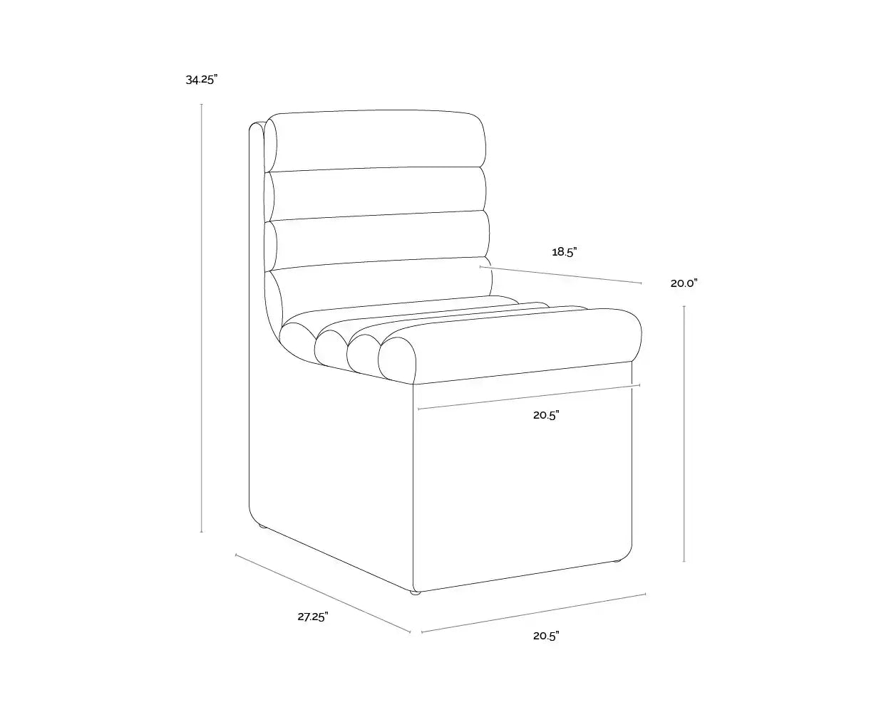 Sunpan NORM WHEELED DINING CHAIR - COPLEY COGNAC - Dining Chairs