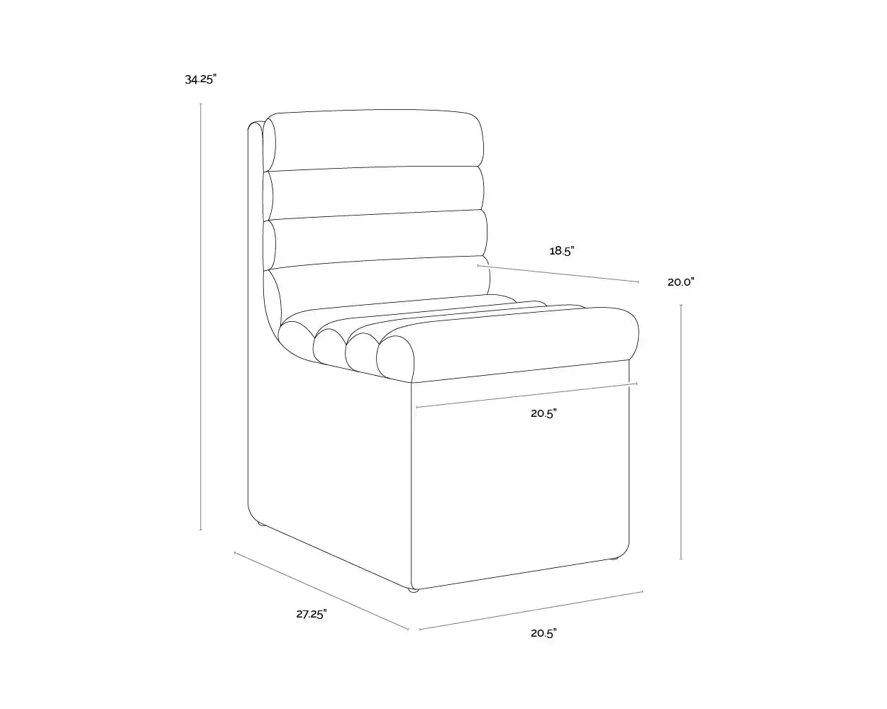 Sunpan NORM WHEELED DINING CHAIR - COPLEY LATTE - Dining Chairs