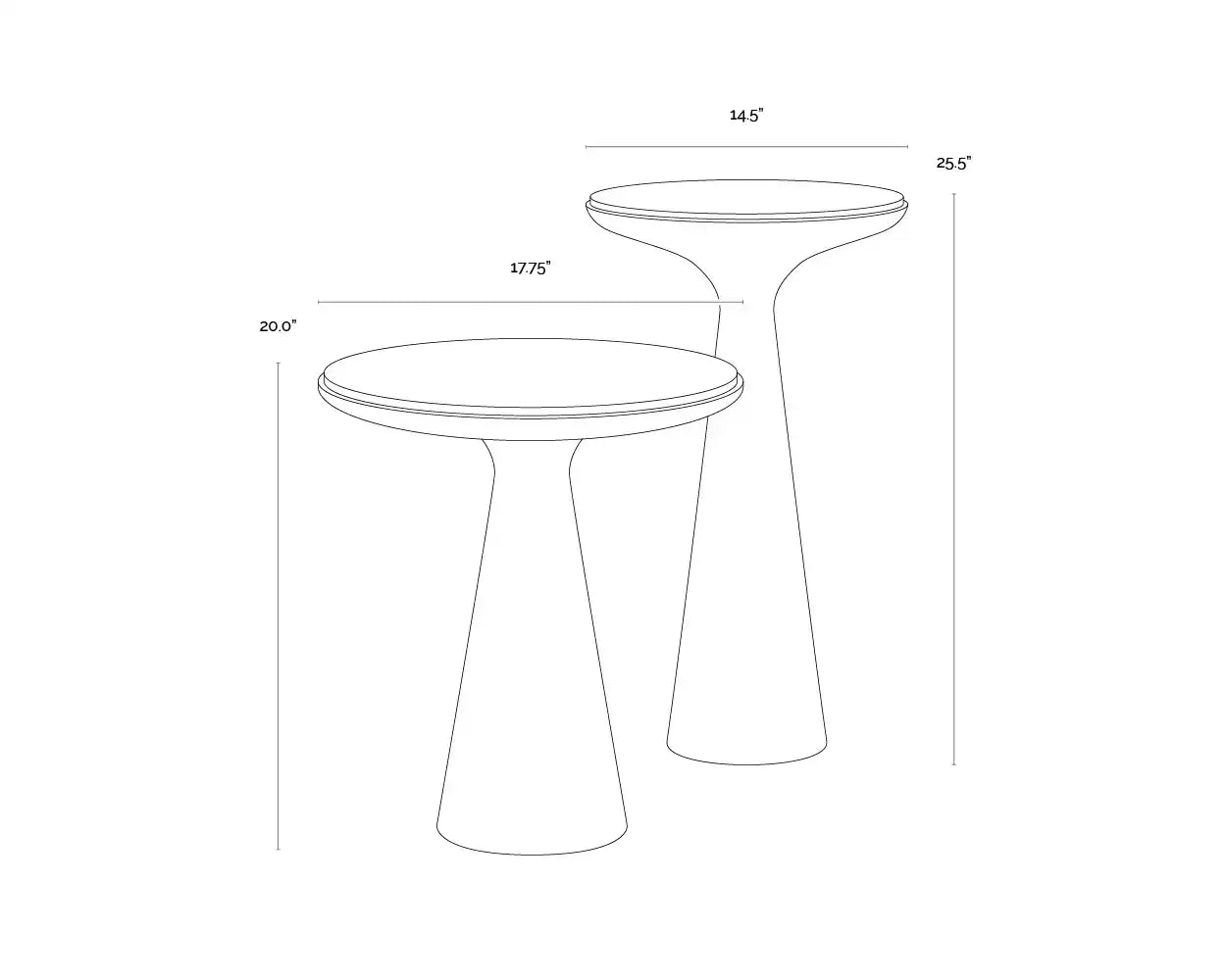 Sunpan CHIZU NESTING END TABLES (SET OF 2) - Side