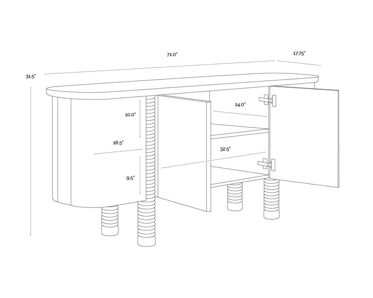 Sunpan MAGNUS SIDEBOARD - Side