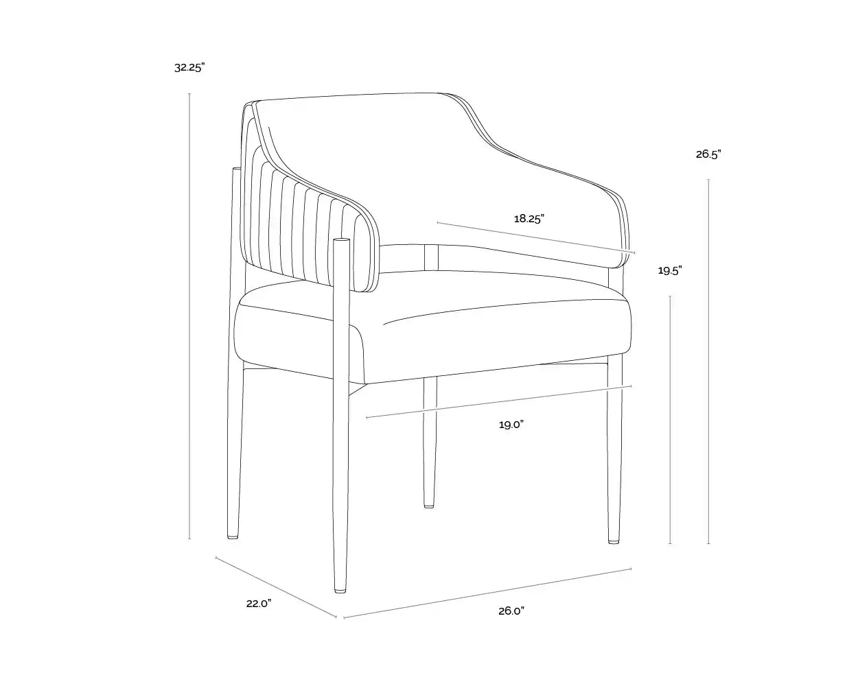 Sunpan TOVA DINING ARMCHAIR - Dining Chairs