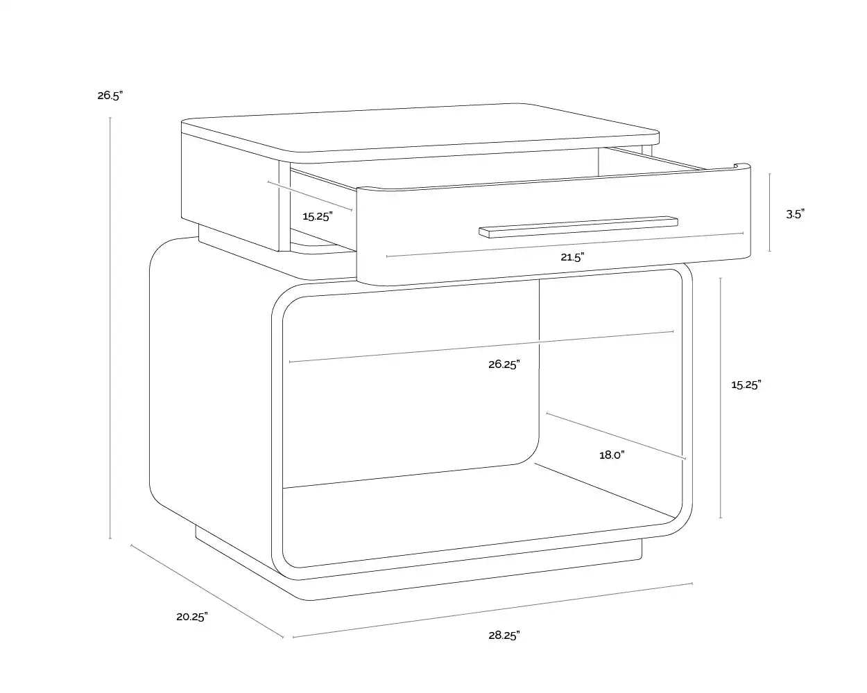 Sunpan TARO NIGHTSTAND - Nightstands