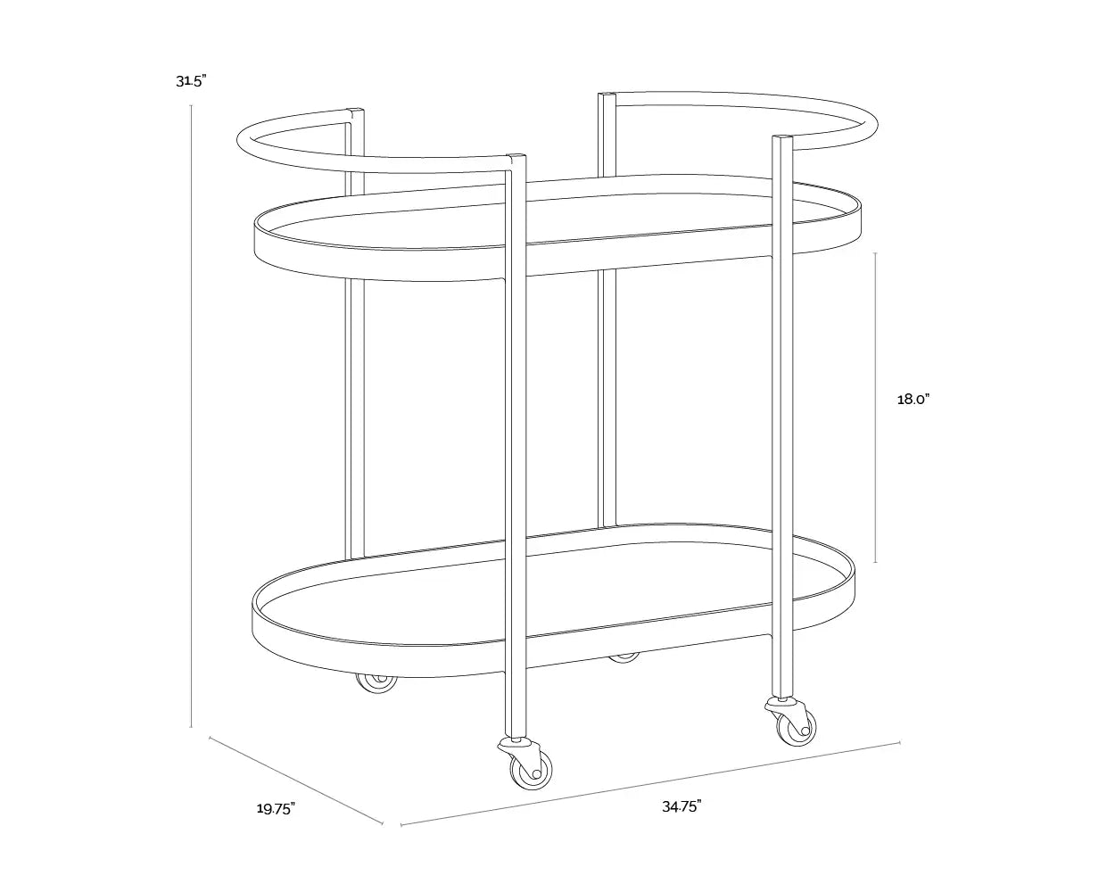 Sunpan, BARTLETT BAR CART, CABINETS & BARS