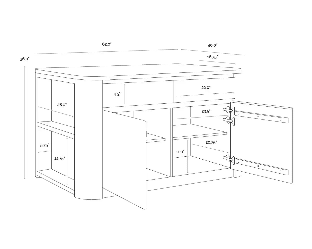 Sunpan ROMILLY KITCHEN ISLAND