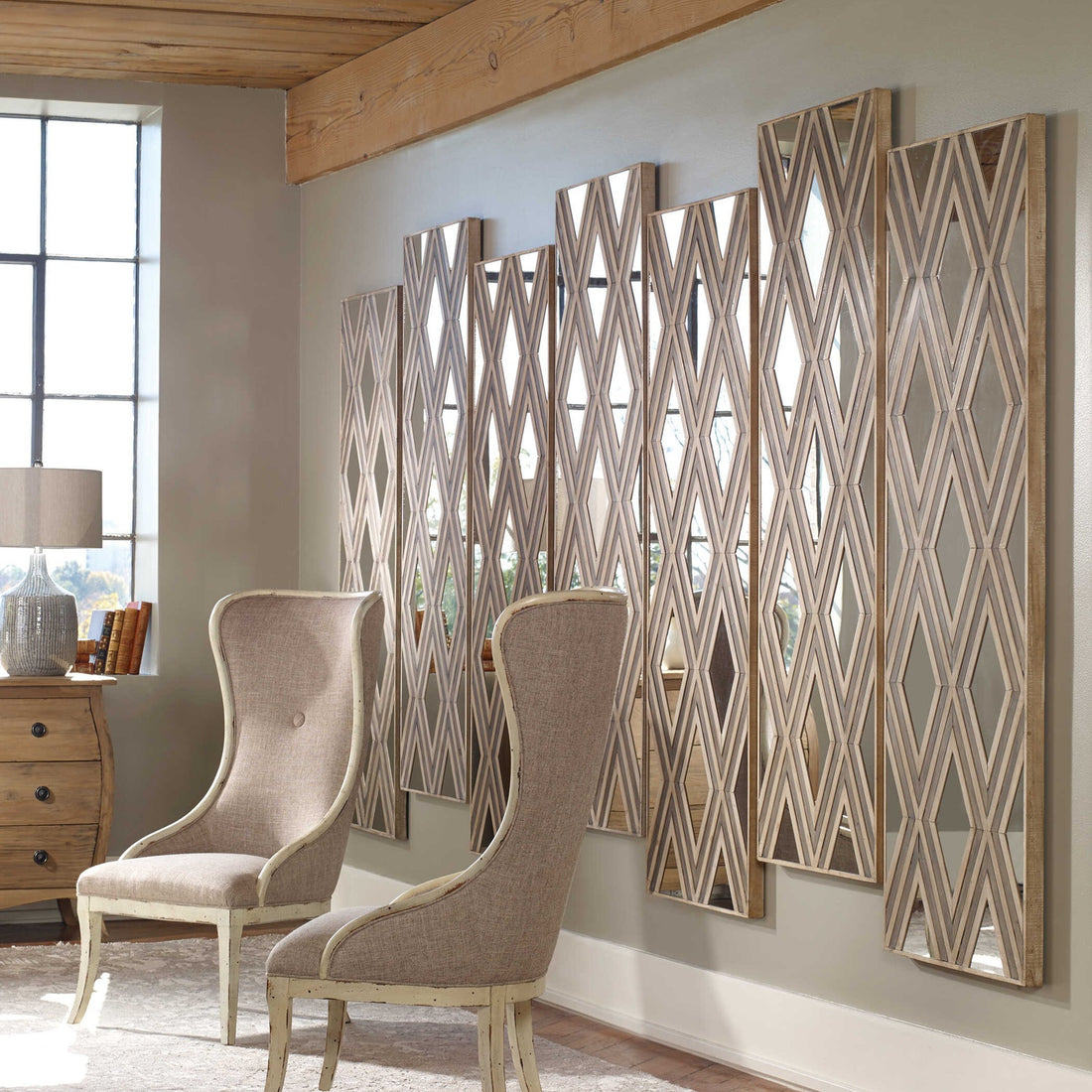 UTTERMOST Tahira Geometric Argyle Pattern Wall Mirror - Art