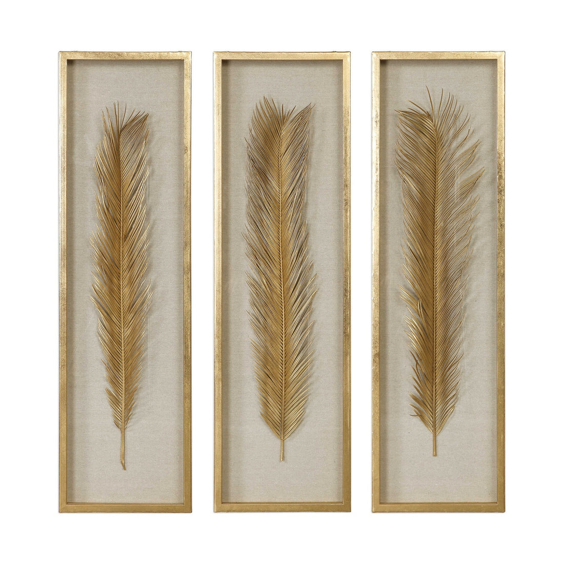 UTTERMOST Palma Leaf Shadow Box Set Of 3 - Art