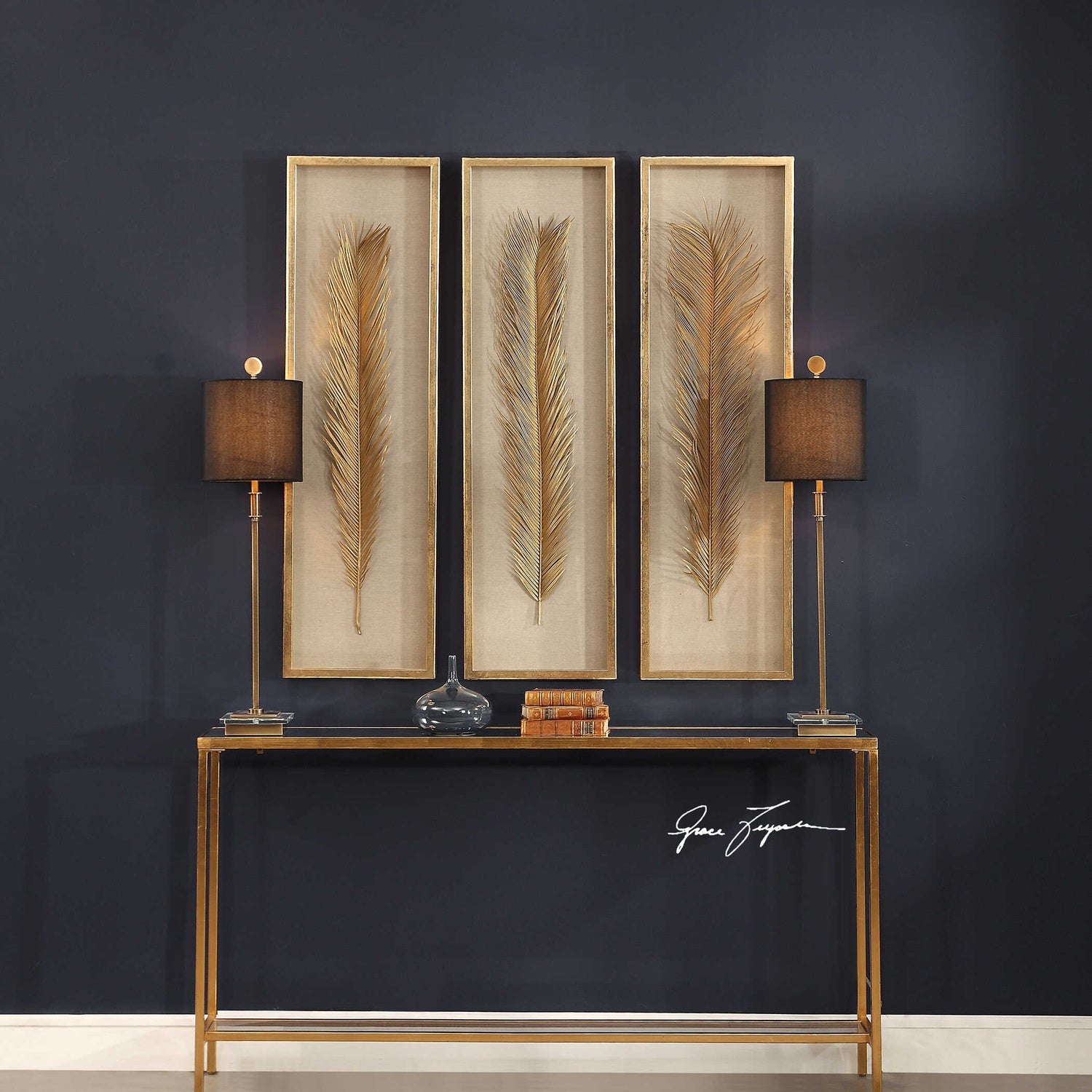 UTTERMOST Palma Leaf Shadow Box Set Of 3 - Art