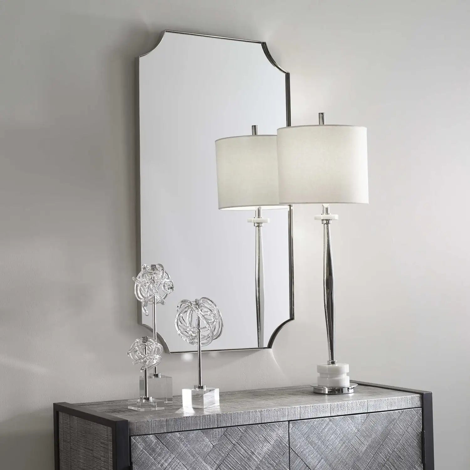 UTTERMOST Lennox Scalloped Corner Mirror - Mirrors
