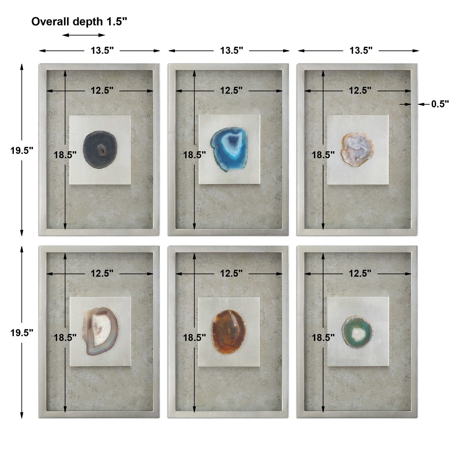 UTTERMOST Agate Wall Art Set Of 6 - Art