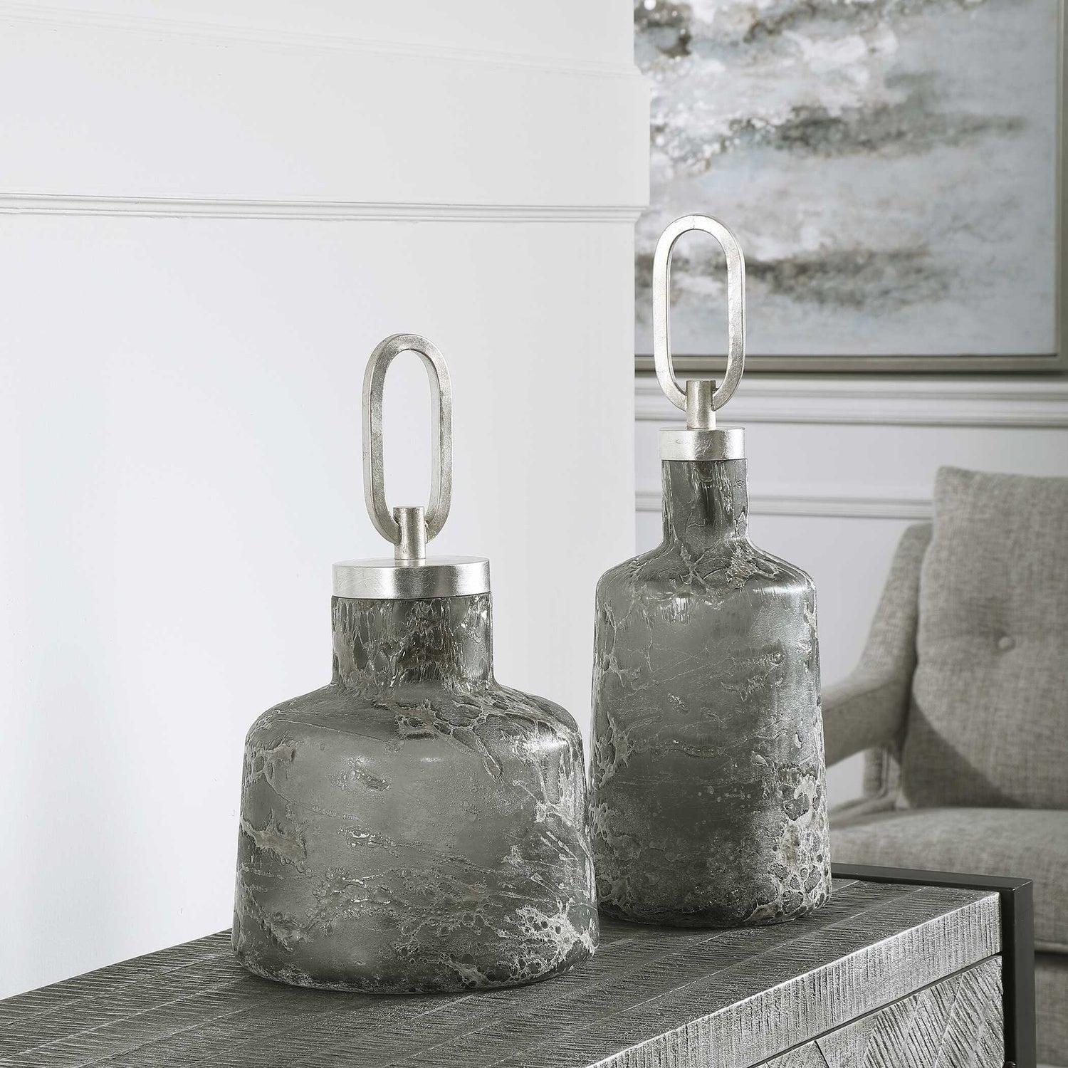 UTTERMOST Storm Art Bottles Set Of 2 - Decorative Accents