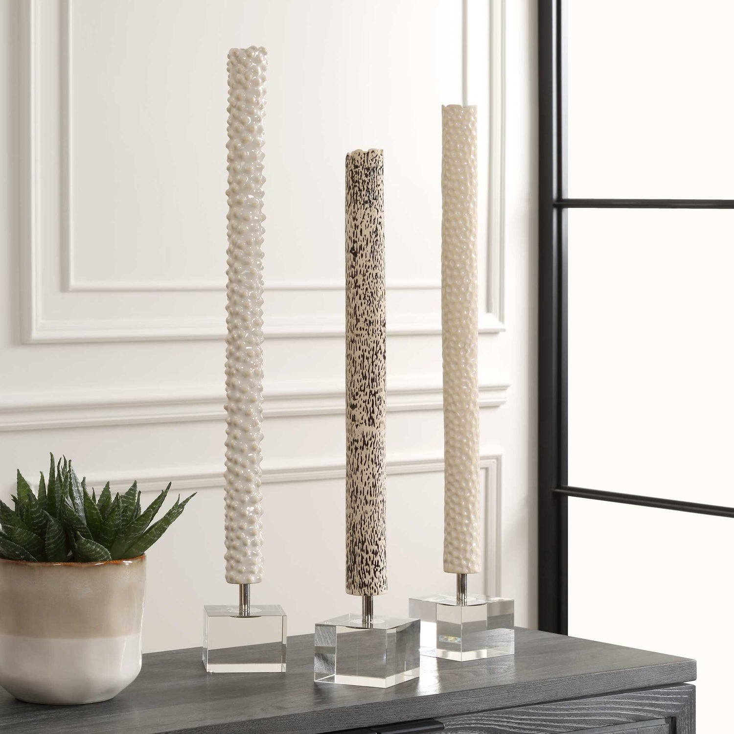 UTTERMOST Makira Cylindrical Sculptures Set Of 3 - Decorative Accents