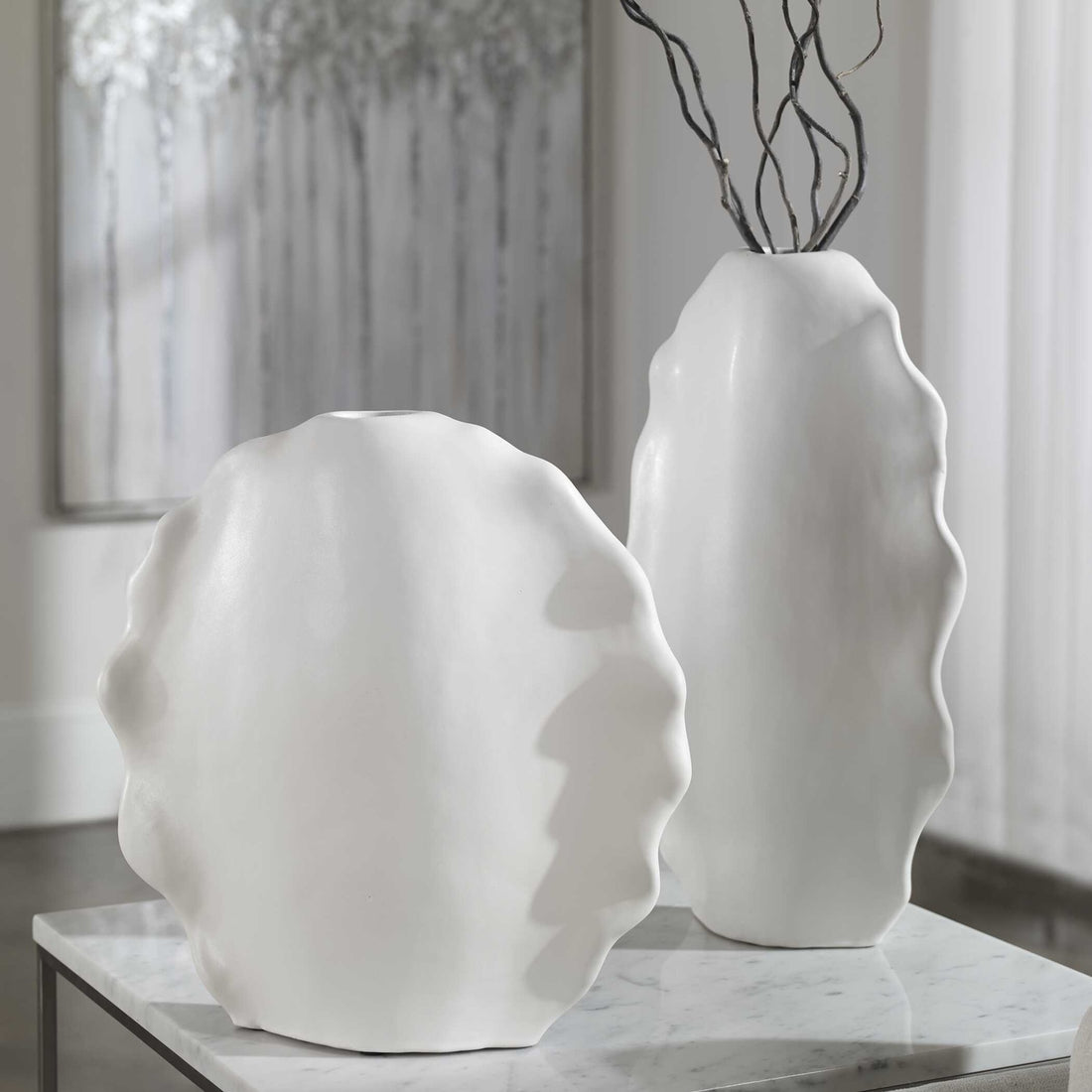 UTTERMOST Ruffled Feathers Modern Vases Set Of 2 - Decorative Accents