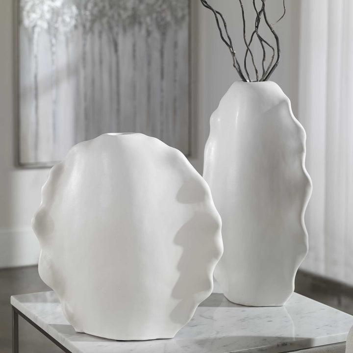 UTTERMOST Ruffled Feathers Modern Vases Set Of 2 - Decorative Accents