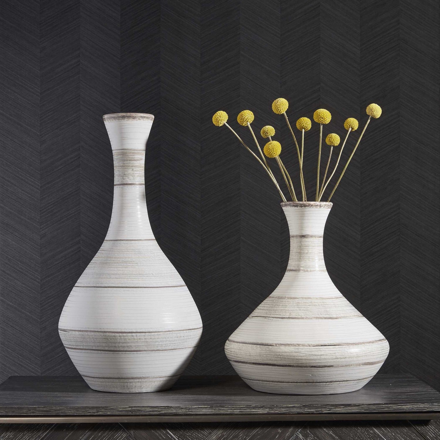 UTTERMOST POTTER FLUTED STRIPED VASES - Decorative Accents