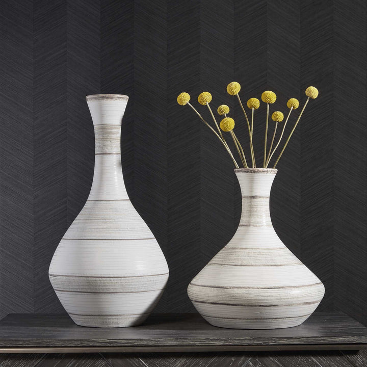 UTTERMOST POTTER FLUTED STRIPED VASES - Decorative Accents