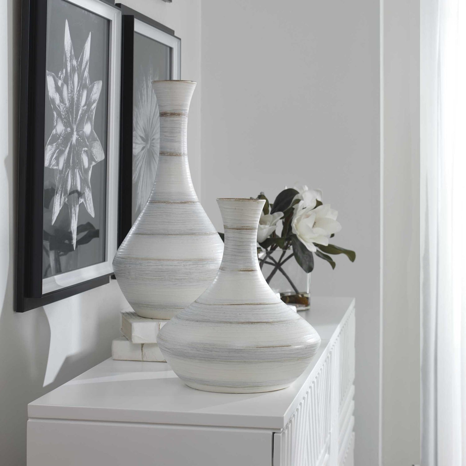 UTTERMOST POTTER FLUTED STRIPED VASES - Decorative Accents