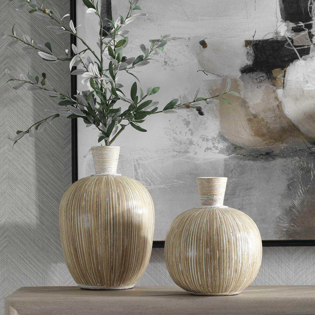 UTTERMOST Islander Washed Vases Set Of 2 - Decorative Accents