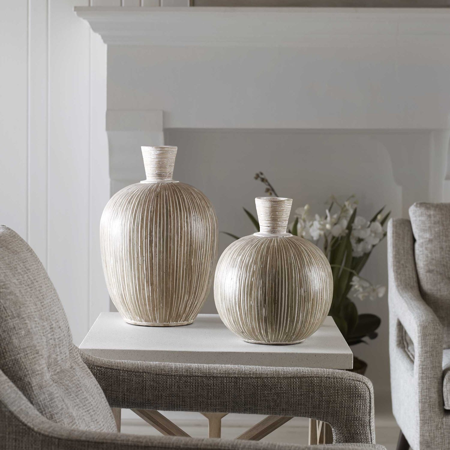 UTTERMOST Islander Washed Vases Set Of 2 - Decorative Accents