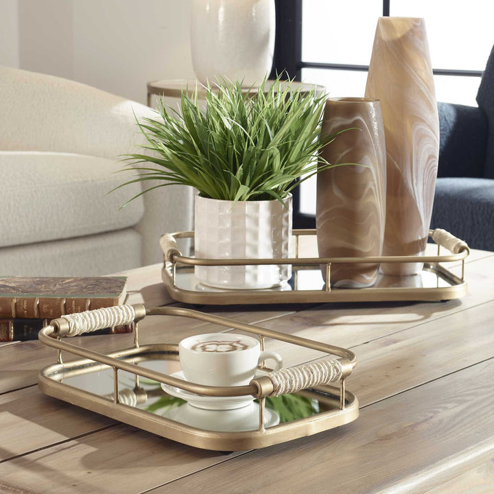 UTTERMOST Rosea Brushed Trays Set Of 2 - Decorative Accents