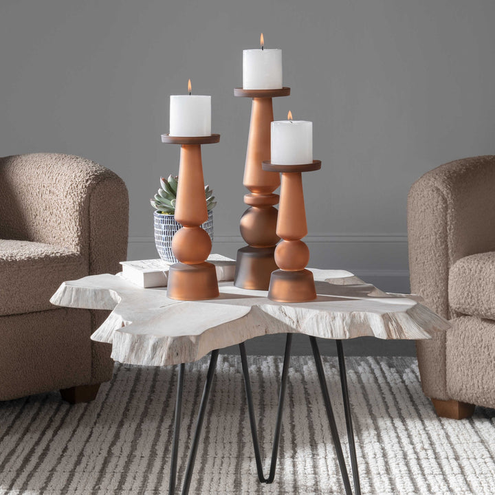 UTTERMOST CASSIOPEIA BUTTER RUM CANDLEHOLDERS - Decorative Accents