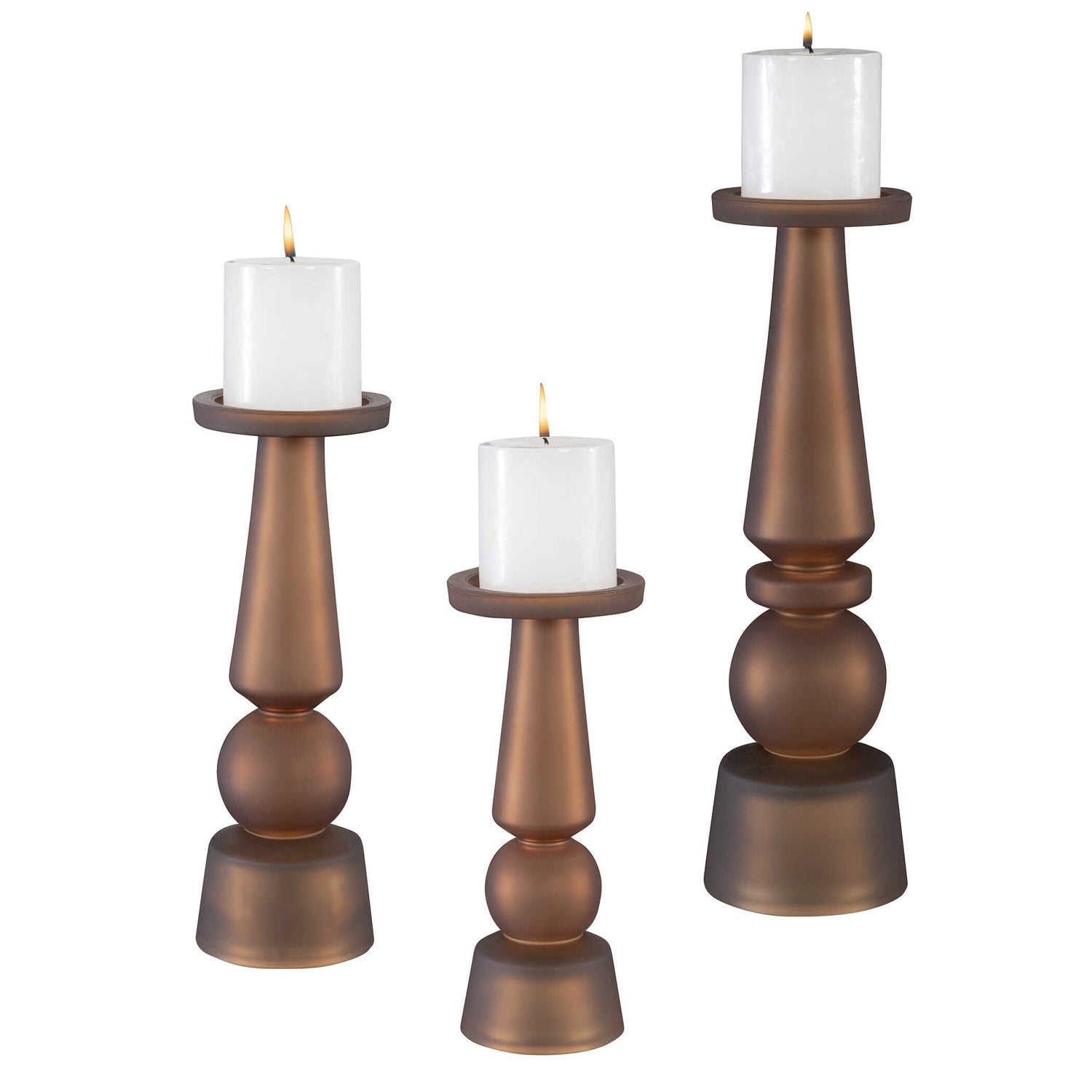 UTTERMOST Cassiopeia Butter Rum Candleholders Set Of 3 - Decorative Accents