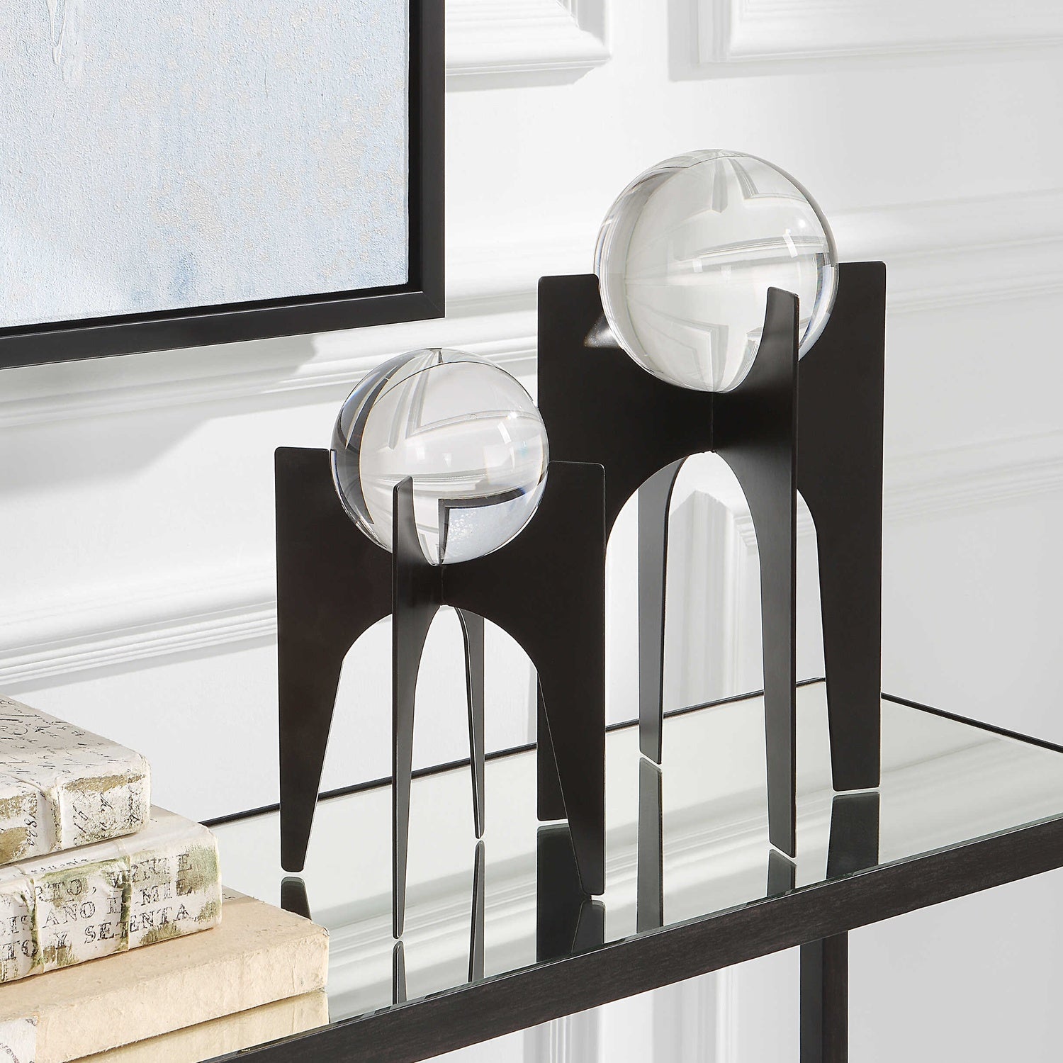 UTTERMOST ELLIANNA CRYSTAL SPHERES ON BASE - Decorative Accents