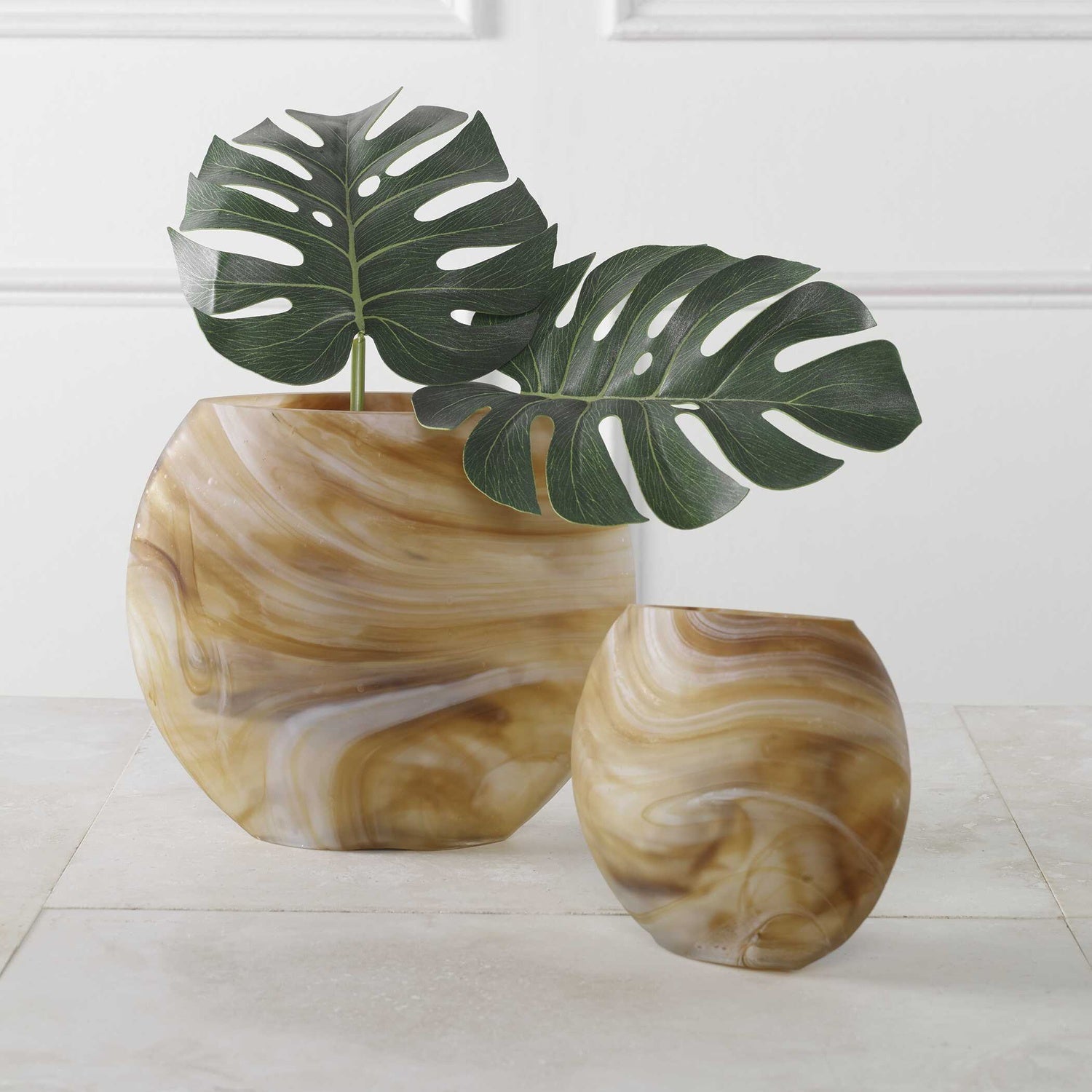 UTTERMOST FUSION SWIRLED CARAMEL & VASES - Decorative Accents