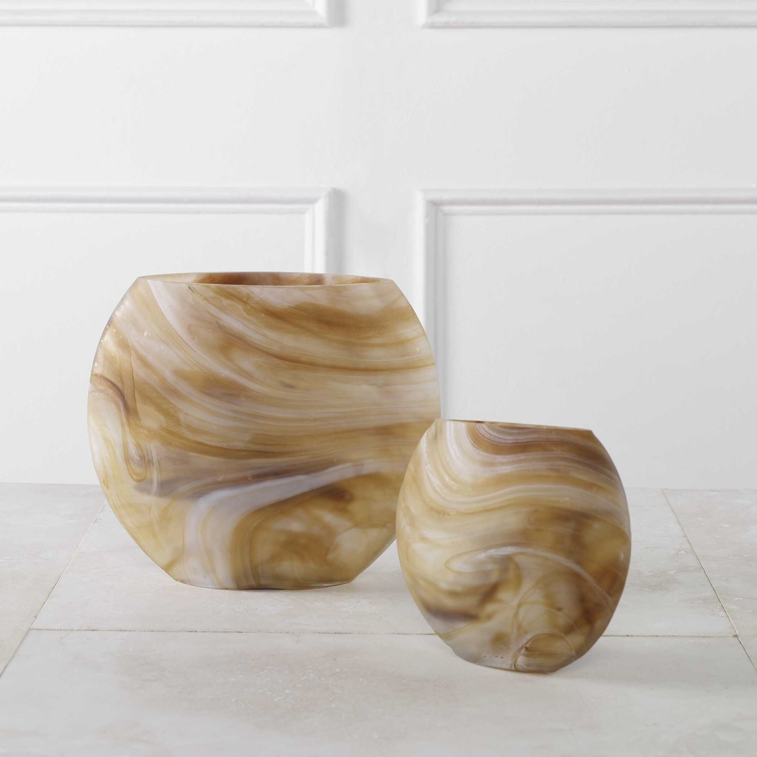 UTTERMOST Fusion Swirled Caramel & Vases Set Of 2 - Decorative Accents