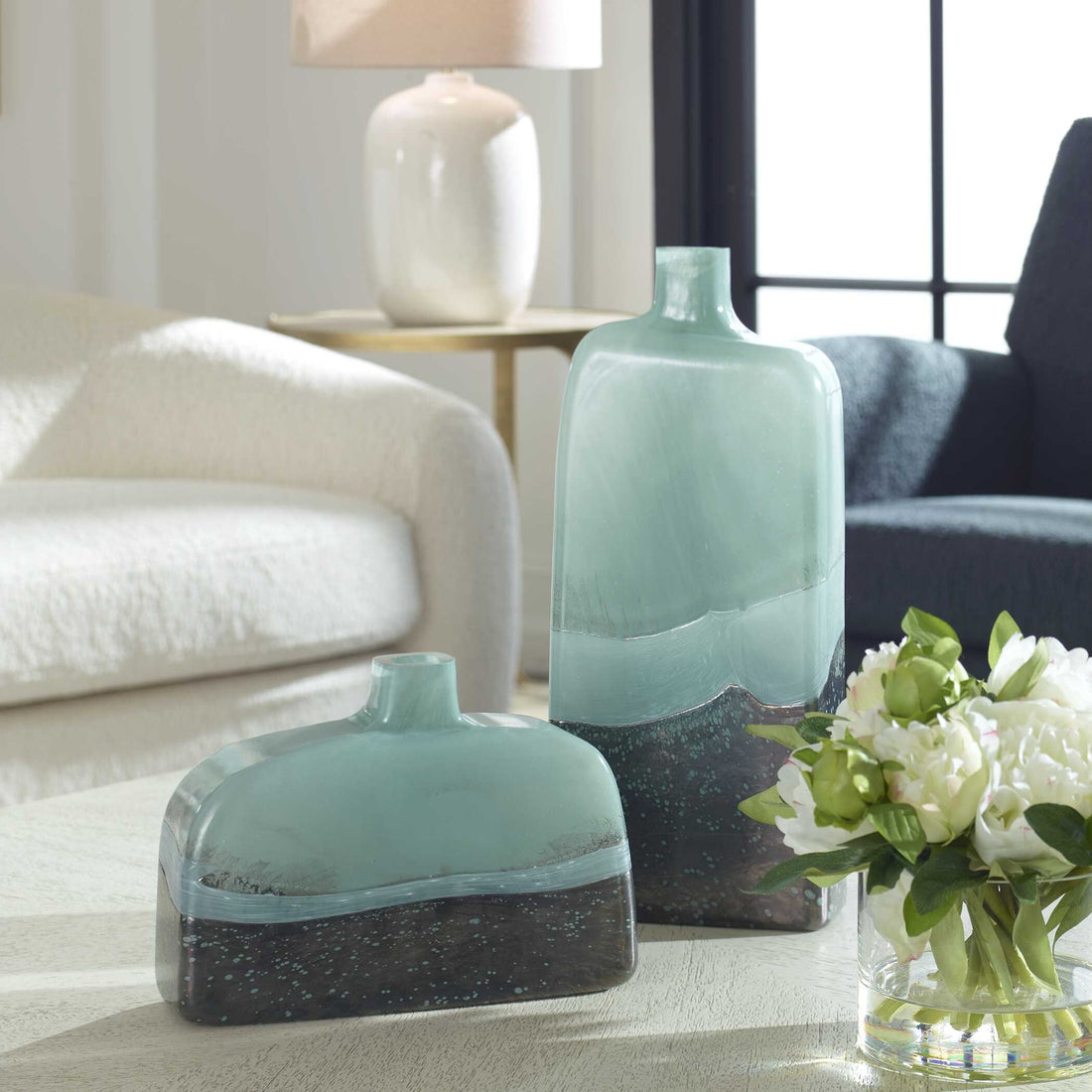 UTTERMOST Fuze Aqua & Vases Set Of 2 - Decorative Accents