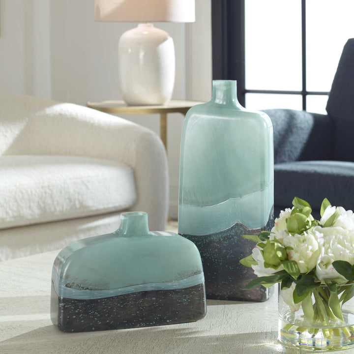 UTTERMOST Fuze Aqua & Vases Set Of 2 - Decorative Accents