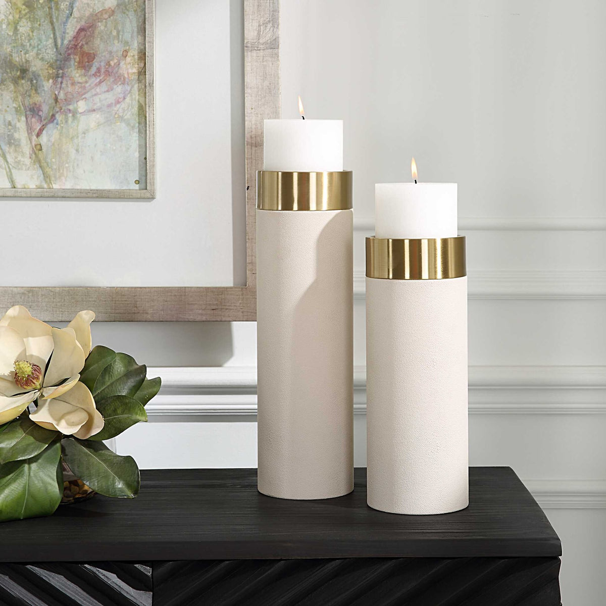 UTTERMOST Wessex Pillar Candleholders Set Of 2 - Decorative Accents