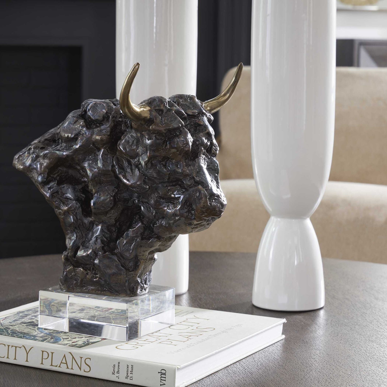 UTTERMOST BISON BUST SCULPTURE - Decorative Accents