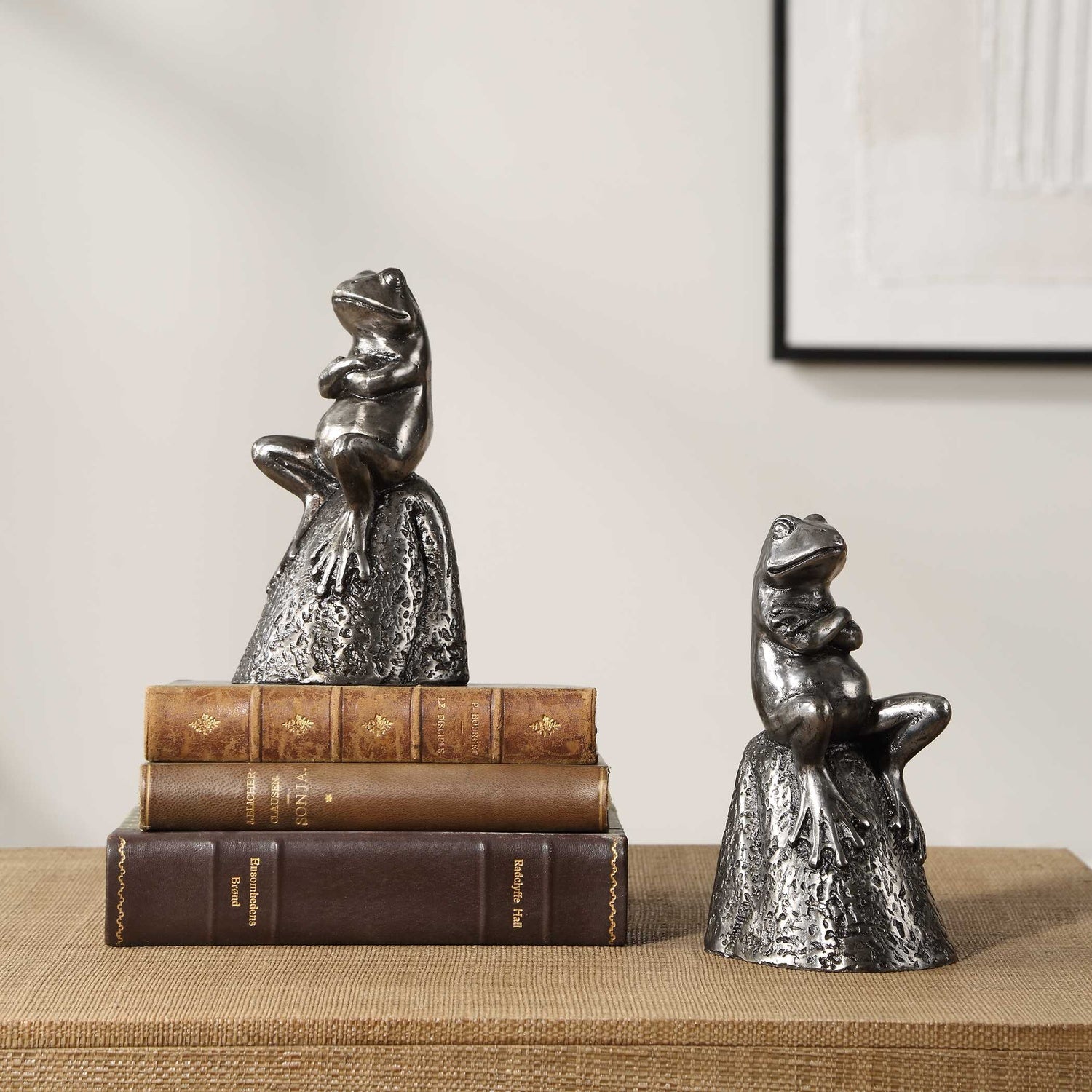 UTTERMOST DAYDREAMING FROGS AGED BOOKENDS - Decorative Accents