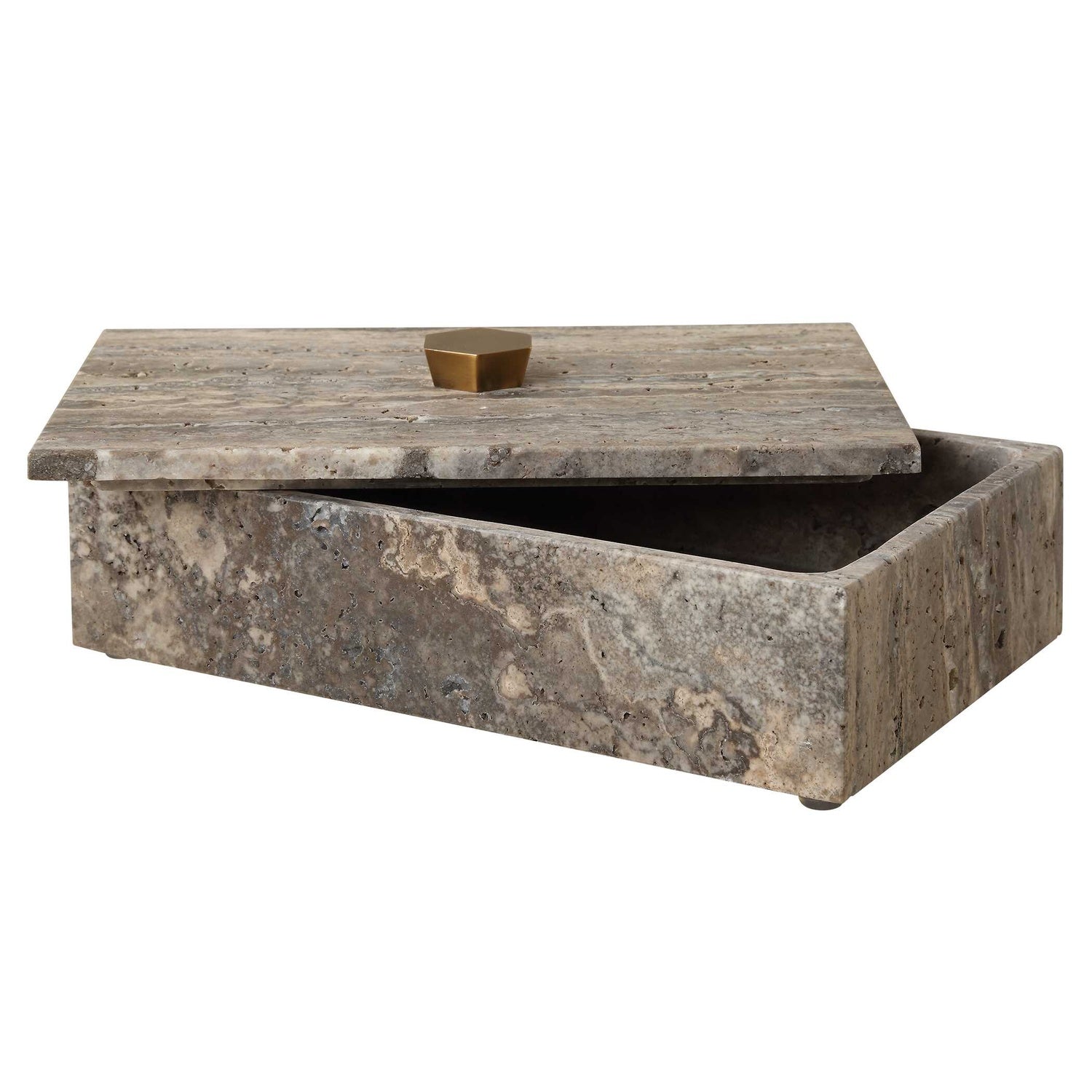 UTTERMOST GRISEUS TRAVERTINE BOX - Decorative Accents