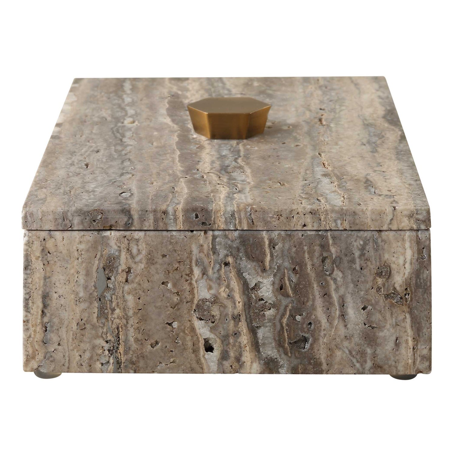 UTTERMOST GRISEUS TRAVERTINE BOX - Decorative Accents