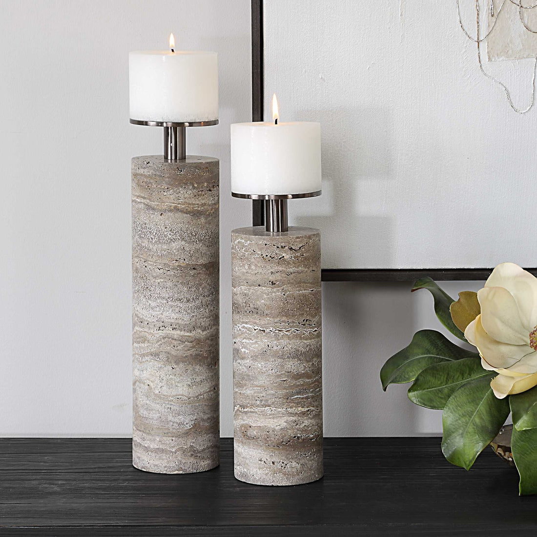 UTTERMOST SHADOWSTONE CANDLEHOLDERS - Decorative Accents
