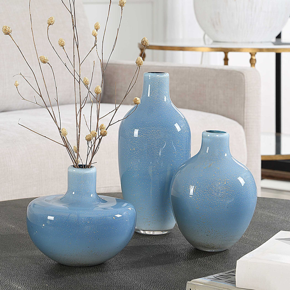 UTTERMOST Celestial Frost Vases Set Of 3 - Decorative Accents