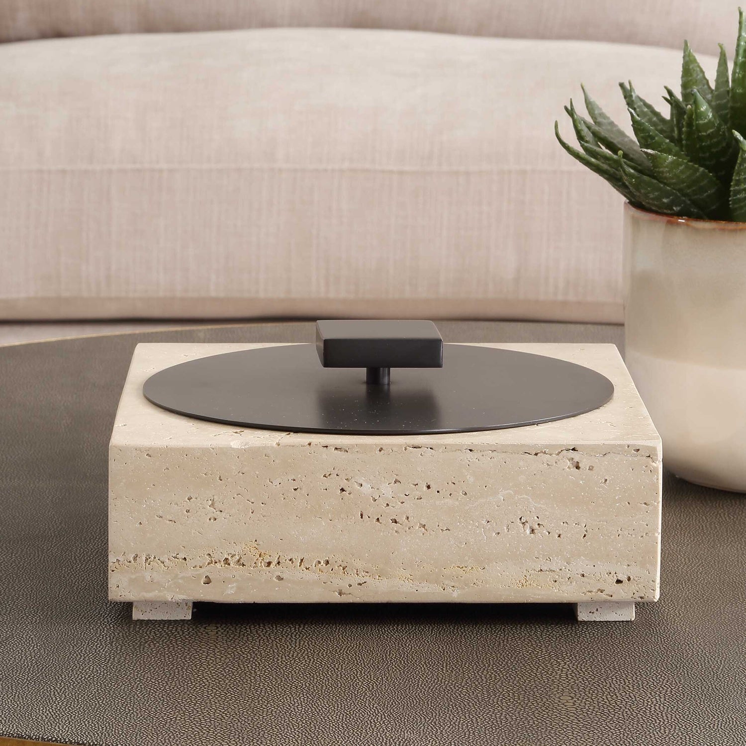 UTTERMOST Luxe Travertine Box - Decorative Accents