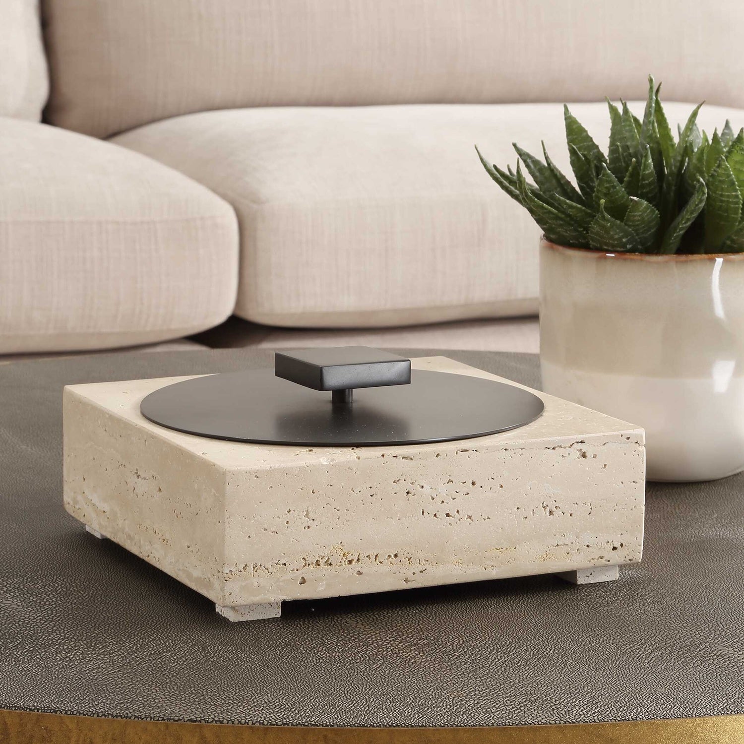 UTTERMOST Luxe Travertine Box - Decorative Accents