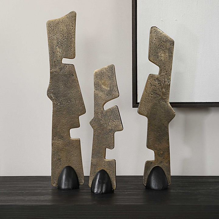 UTTERMOST Geometric Echoes Sculptures Set Of 3 - Decorative Accents