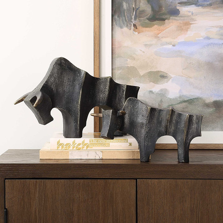 UTTERMOST Regal Bull Sculptures Set Of 2 - Decorative Accents