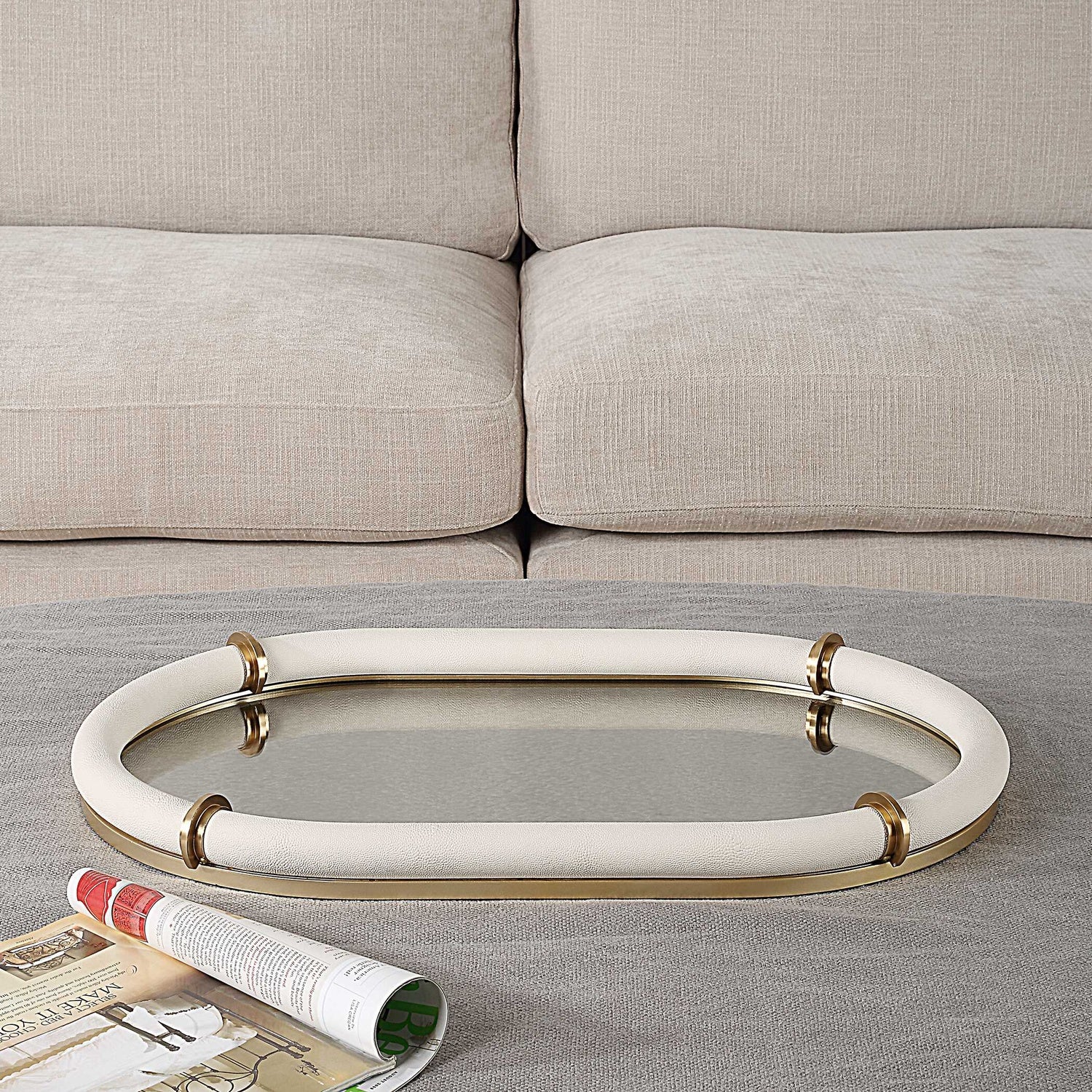 UTTERMOST Cyprus Leather Oval Tray - Decorative Accents