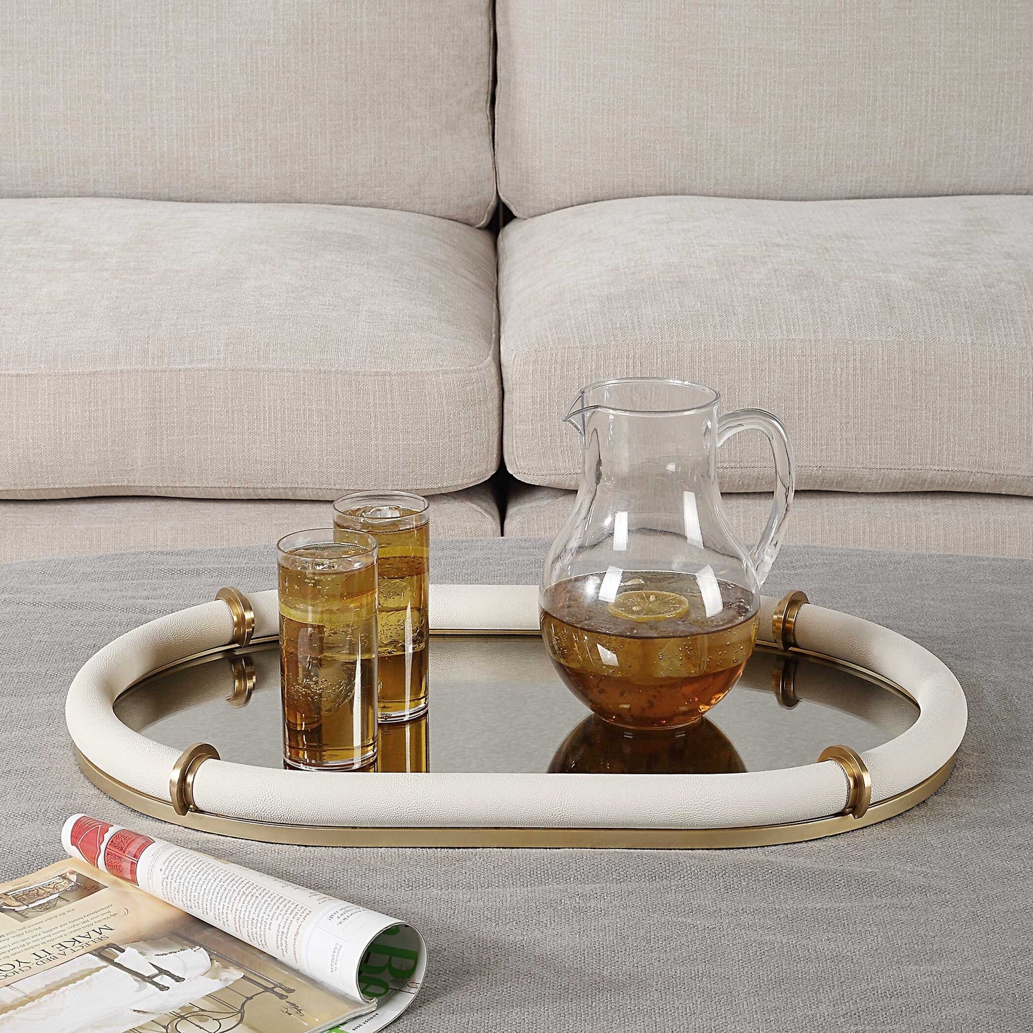 UTTERMOST Cyprus Leather Oval Tray - Decorative Accents