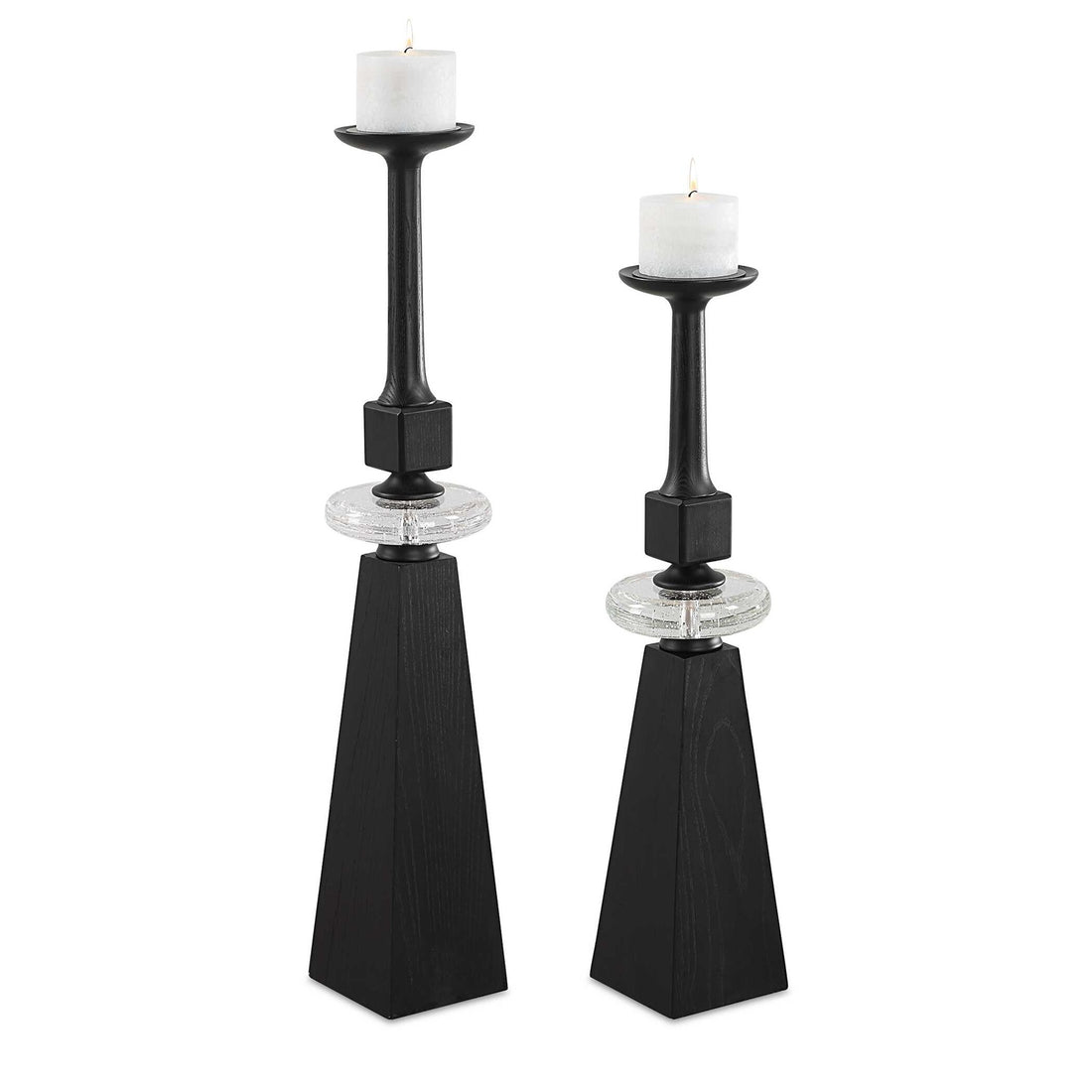 UTTERMOST Ebon Glow Floor Candleholders Set Of 2 - Decorative Accents