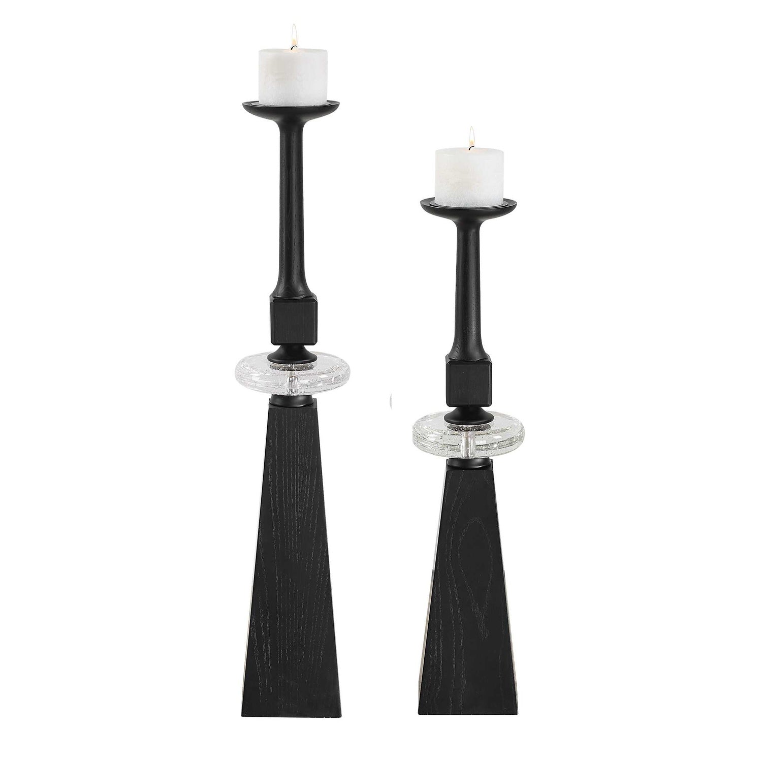 UTTERMOST Ebon Glow Floor Candleholders Set Of 2 - Decorative Accents