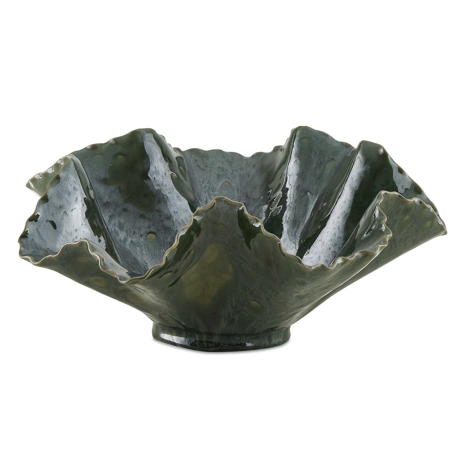 UTTERMOST VERDANT BLOOM EMERALD OUTDOOR BOWL - Decorative Accents